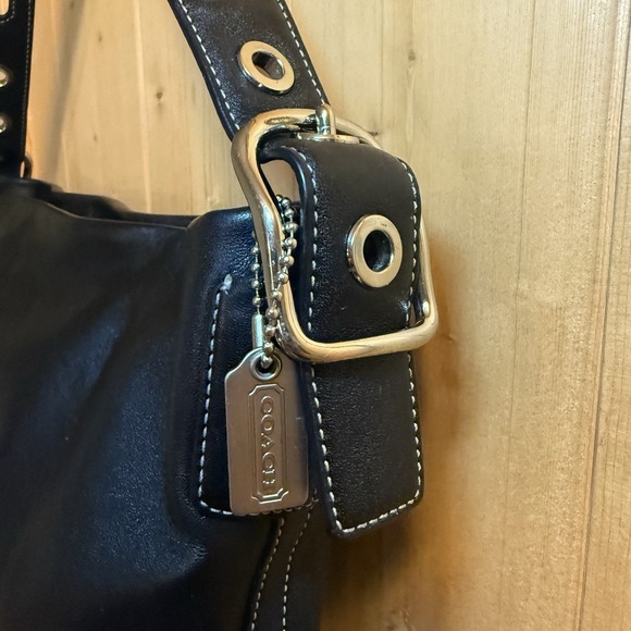 Vintage COACH 1417 Black Leather East West Legacy Shoulder Bag Tassel Silver - Picture 9 of 16